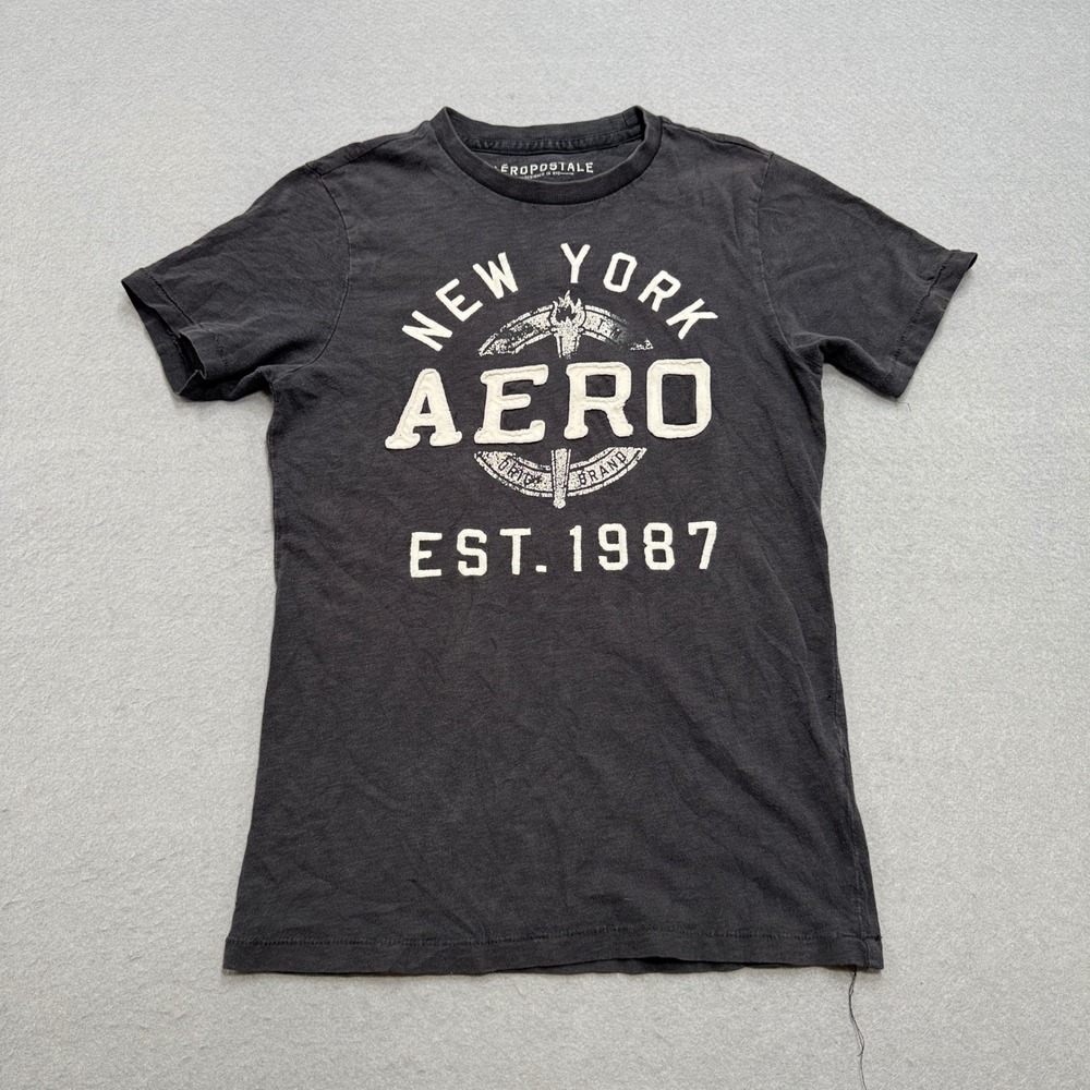 Aeropostale T-Shirt Womens Small Black Graphic Print Short Sleeve Streetwear Y2K